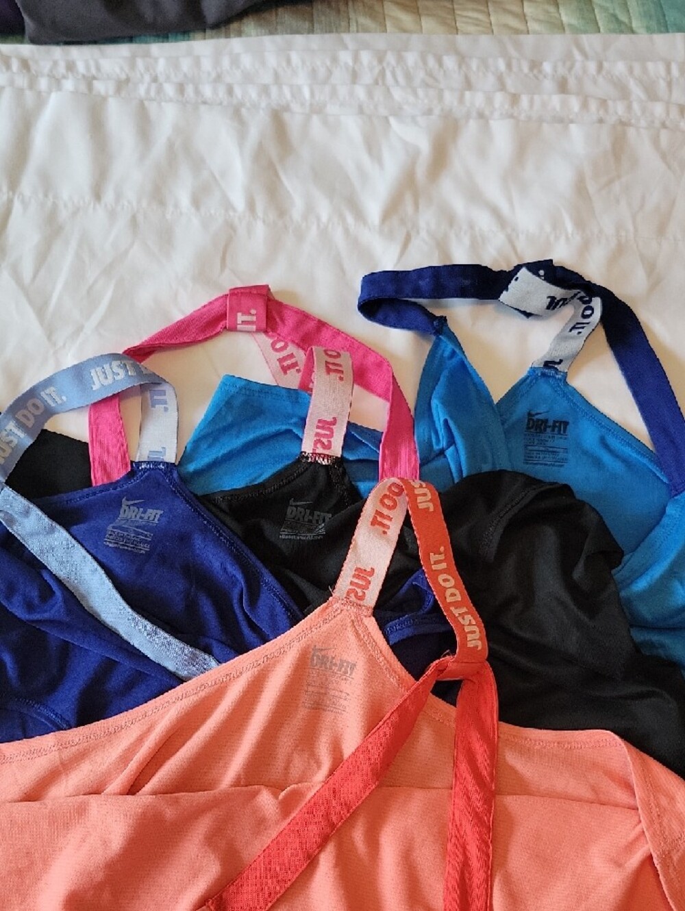 Mixed Color Racerback Tank Tops - Pink, Coral, Blue, Black - Picture 3 of 5